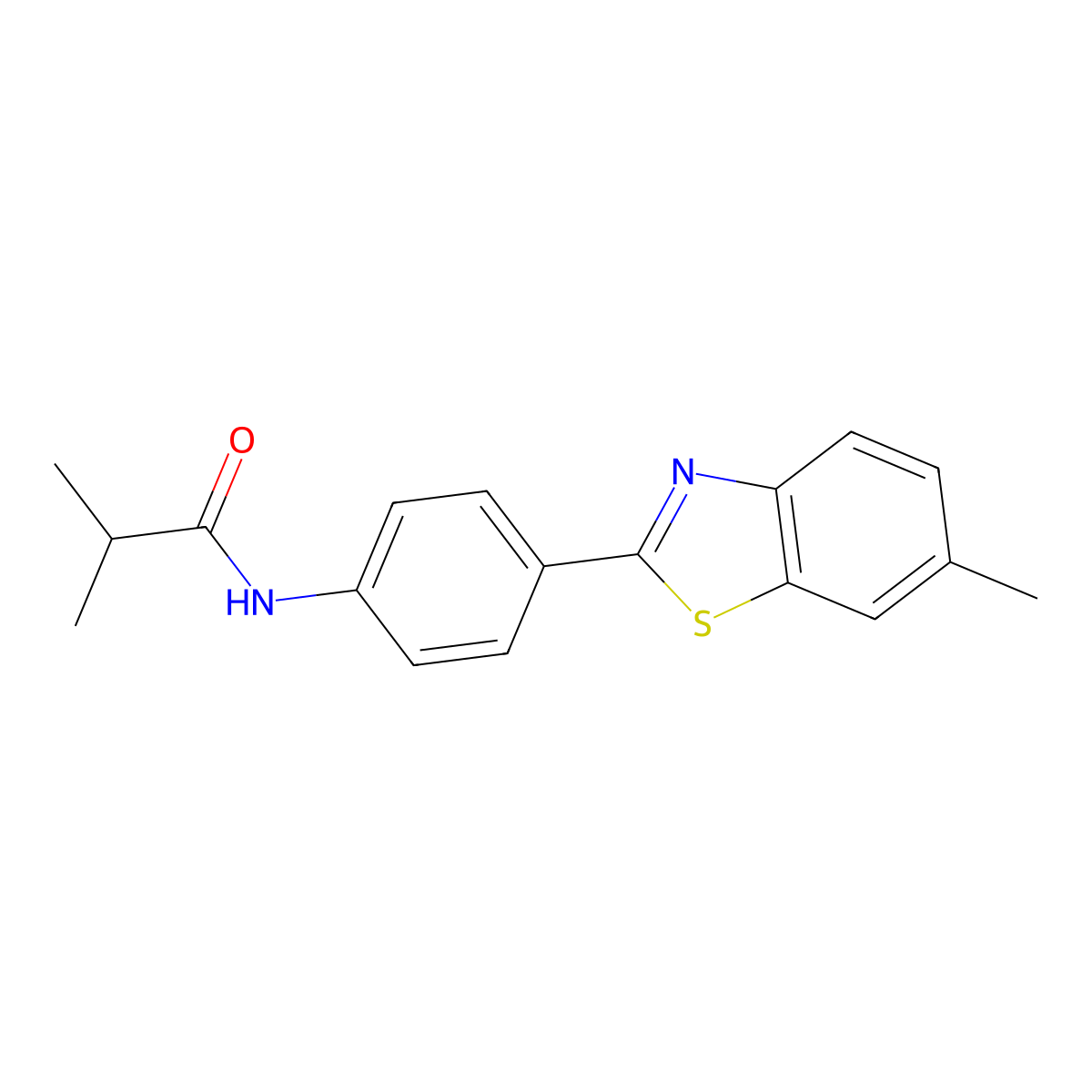 2-methyl-N-[4-(6-methyl-1,3-benzothiazol-2-yl)phenyl]propanamide molecular structure, CAS 415938-05-5