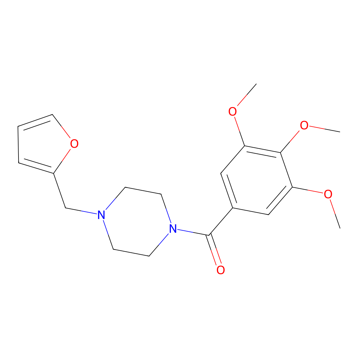 [4-(Furan-2-ylmethyl)piperazin-1-yl]-(3,4,5-trimethoxyphenyl)methanone molecular structure, CAS 415942-37-9
