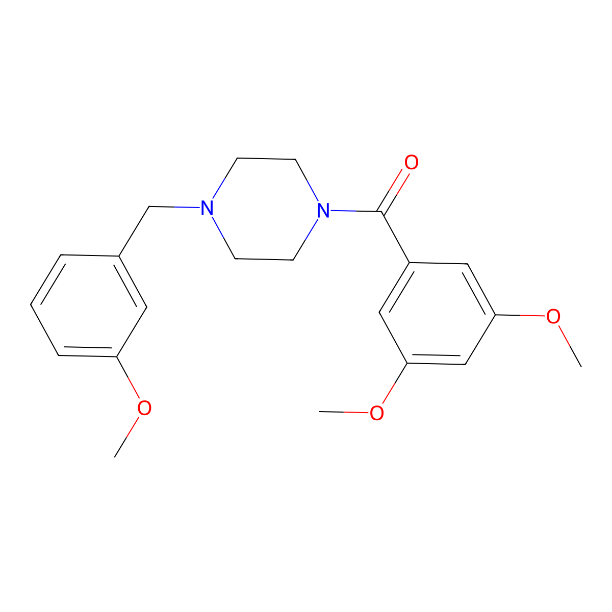 (3,5-Dimethoxyphenyl)-[4-[(3-methoxyphenyl)methyl]piperazin-1-yl]methanone molecular structure, CAS 415942-44-8