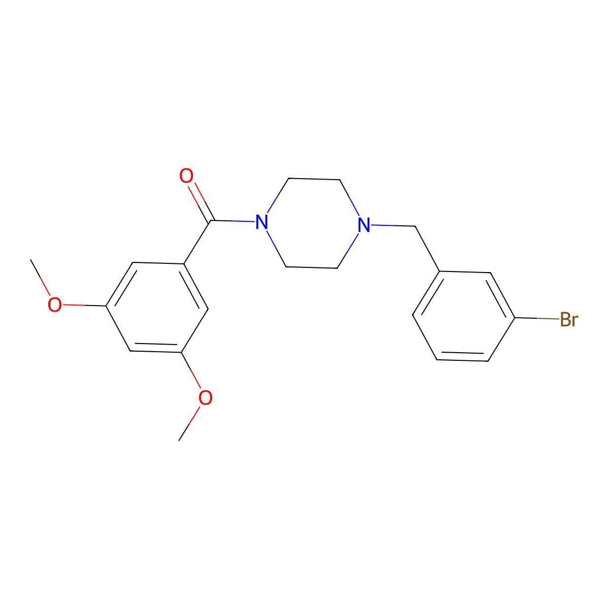 [4-[(3-Bromophenyl)methyl]piperazin-1-yl]-(3,5-dimethoxyphenyl)methanone molecular structure, CAS 415942-46-0
