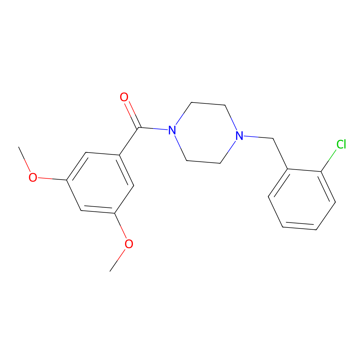 [4-[(2-Chlorophenyl)methyl]piperazin-1-yl]-(3,5-dimethoxyphenyl)methanone molecular structure, CAS 415942-47-1