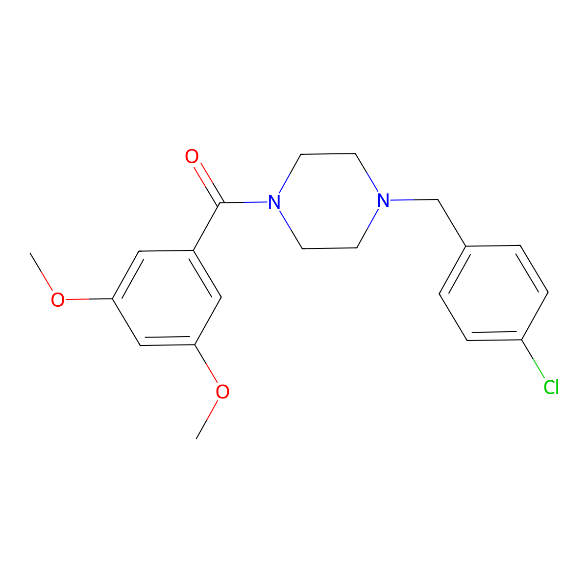 [4-[(4-Chlorophenyl)methyl]piperazin-1-yl]-(3,5-dimethoxyphenyl)methanone molecular structure, CAS 415942-48-2