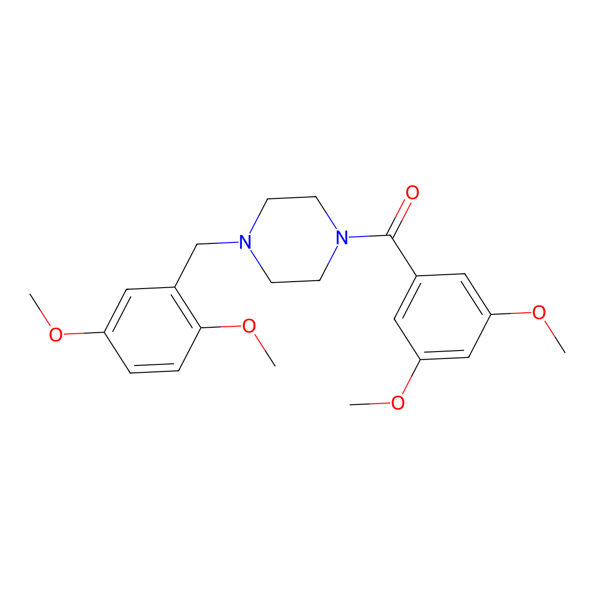 (3,5-Dimethoxyphenyl)-[4-[(2,5-dimethoxyphenyl)methyl]piperazin-1-yl]methanone molecular structure, CAS 415942-49-3