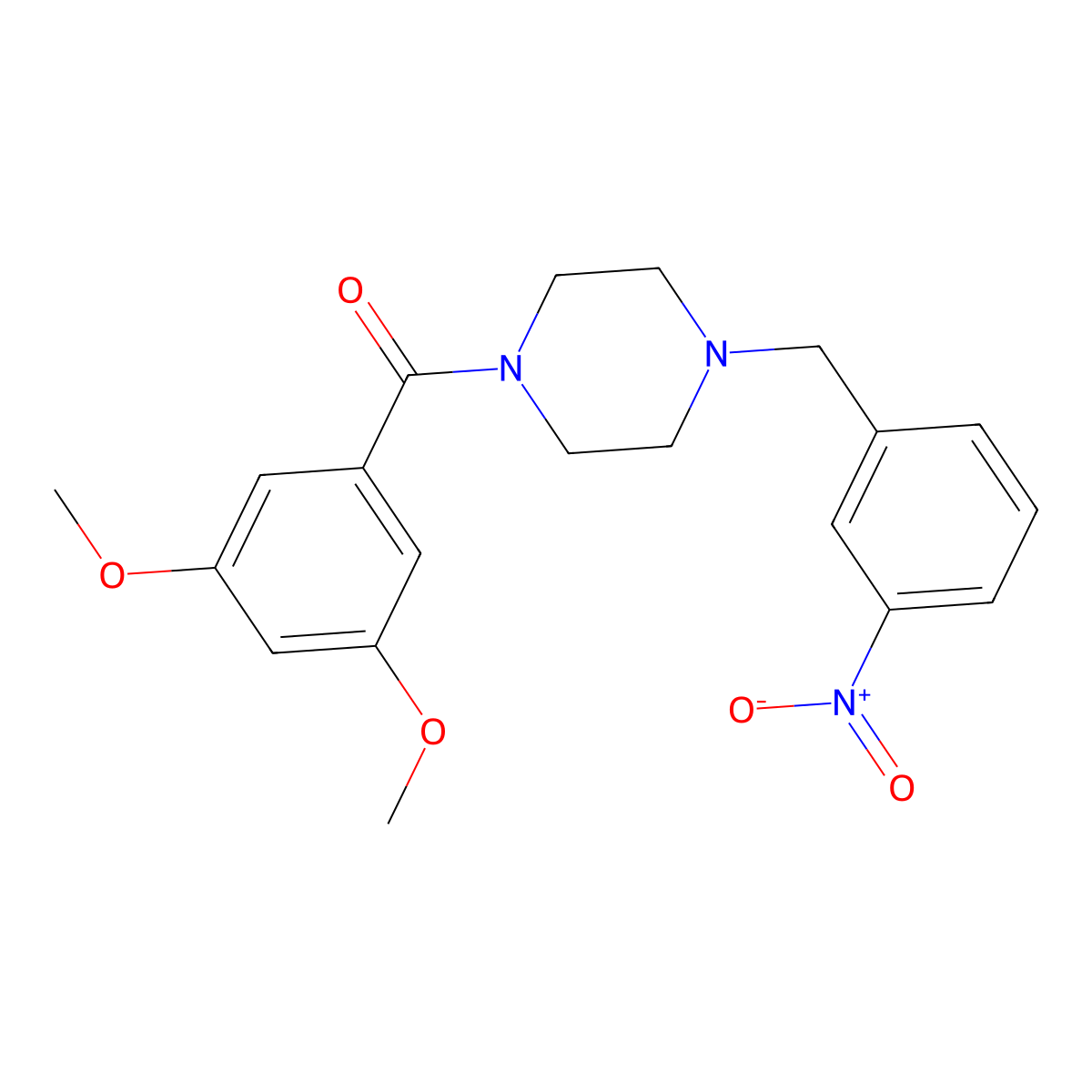 (3,5-Dimethoxyphenyl)-[4-[(3-nitrophenyl)methyl]piperazin-1-yl]methanone molecular structure, CAS 415942-53-9