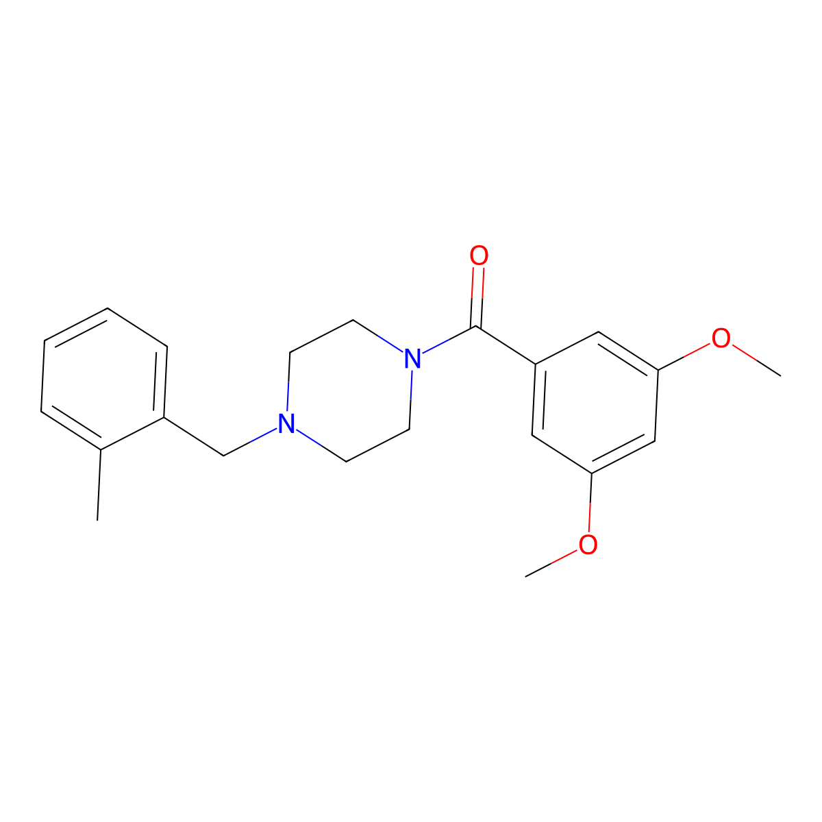 (3,5-Dimethoxyphenyl)-[4-[(2-methylphenyl)methyl]piperazin-1-yl]methanone molecular structure, CAS 415942-58-4