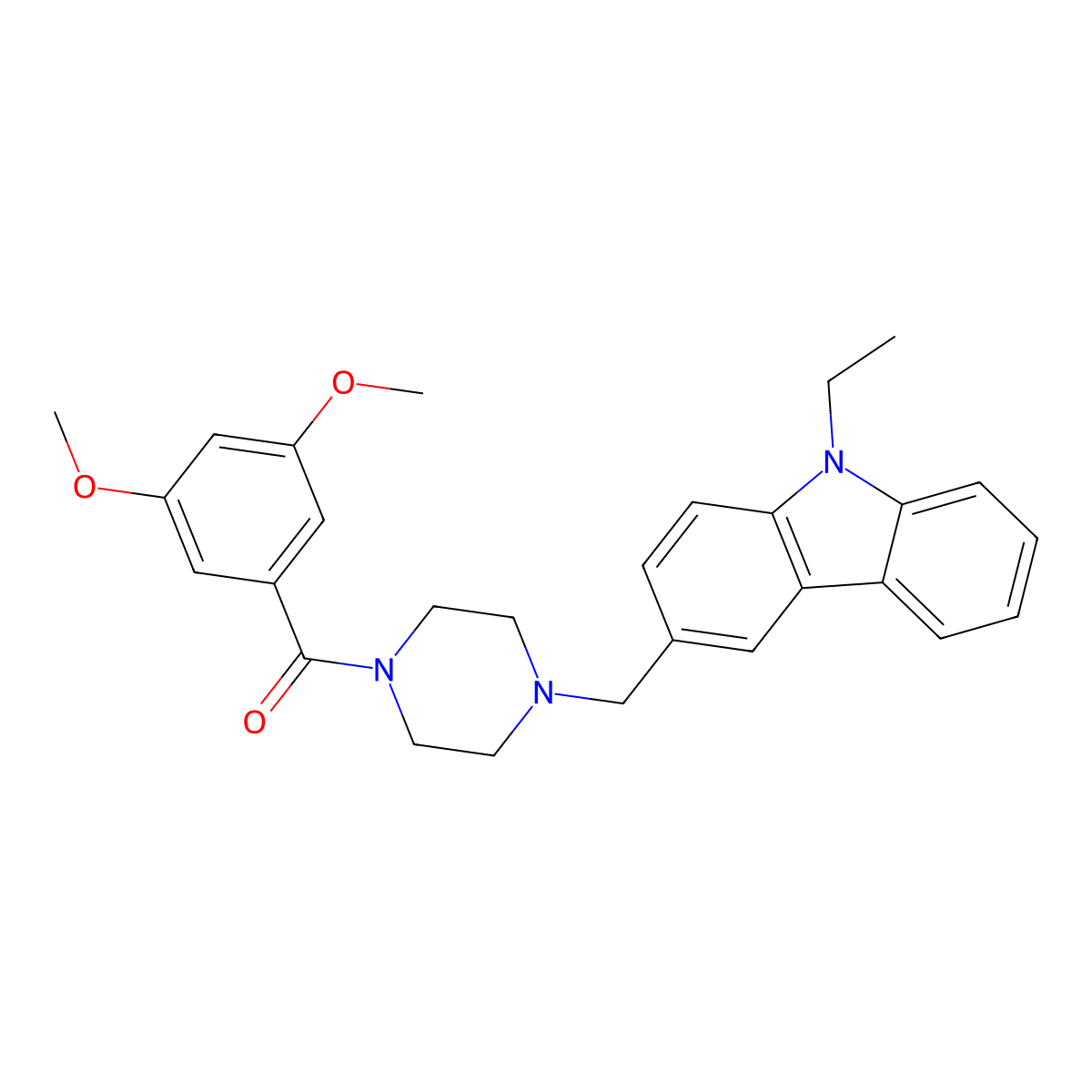 (3,5-Dimethoxyphenyl)-[4-[(9-ethylcarbazol-3-yl)methyl]piperazin-1-yl]methanone molecular structure, CAS 415942-61-9