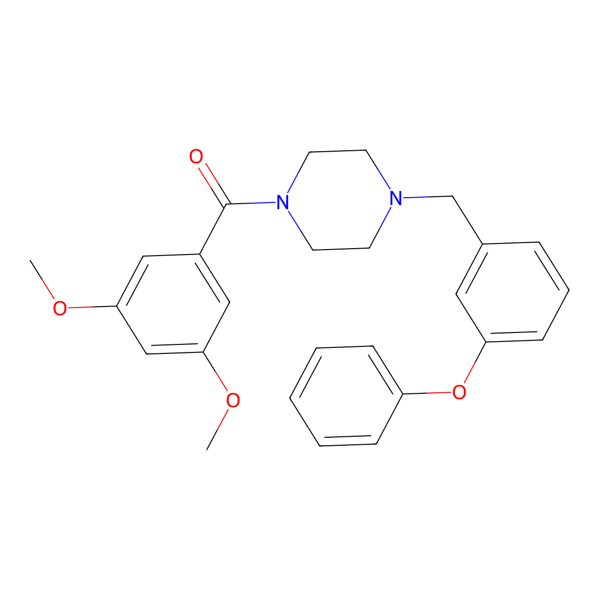 (3,5-Dimethoxyphenyl)-[4-[(3-phenoxyphenyl)methyl]piperazin-1-yl]methanone molecular structure, CAS 415942-62-0