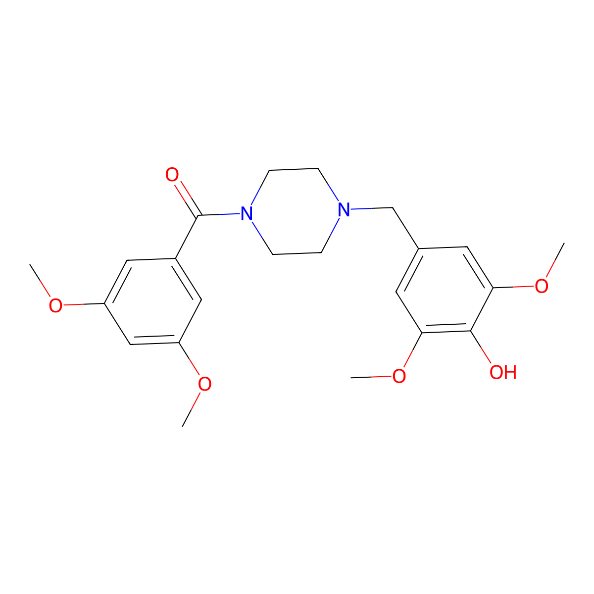 (3,5-Dimethoxyphenyl)-[4-[(4-hydroxy-3,5-dimethoxyphenyl)methyl]piperazin-1-yl]methanone molecular structure, CAS 415942-63-1