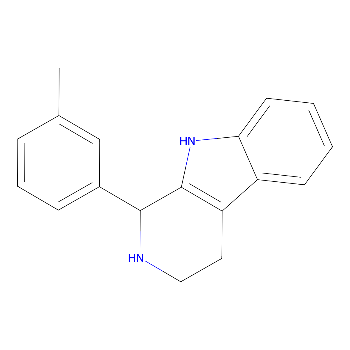 1-(3-methylphenyl)-2,3,4,9-tetrahydro-1H-pyrido[3,4-b]indole molecular structure, CAS 415942-90-4