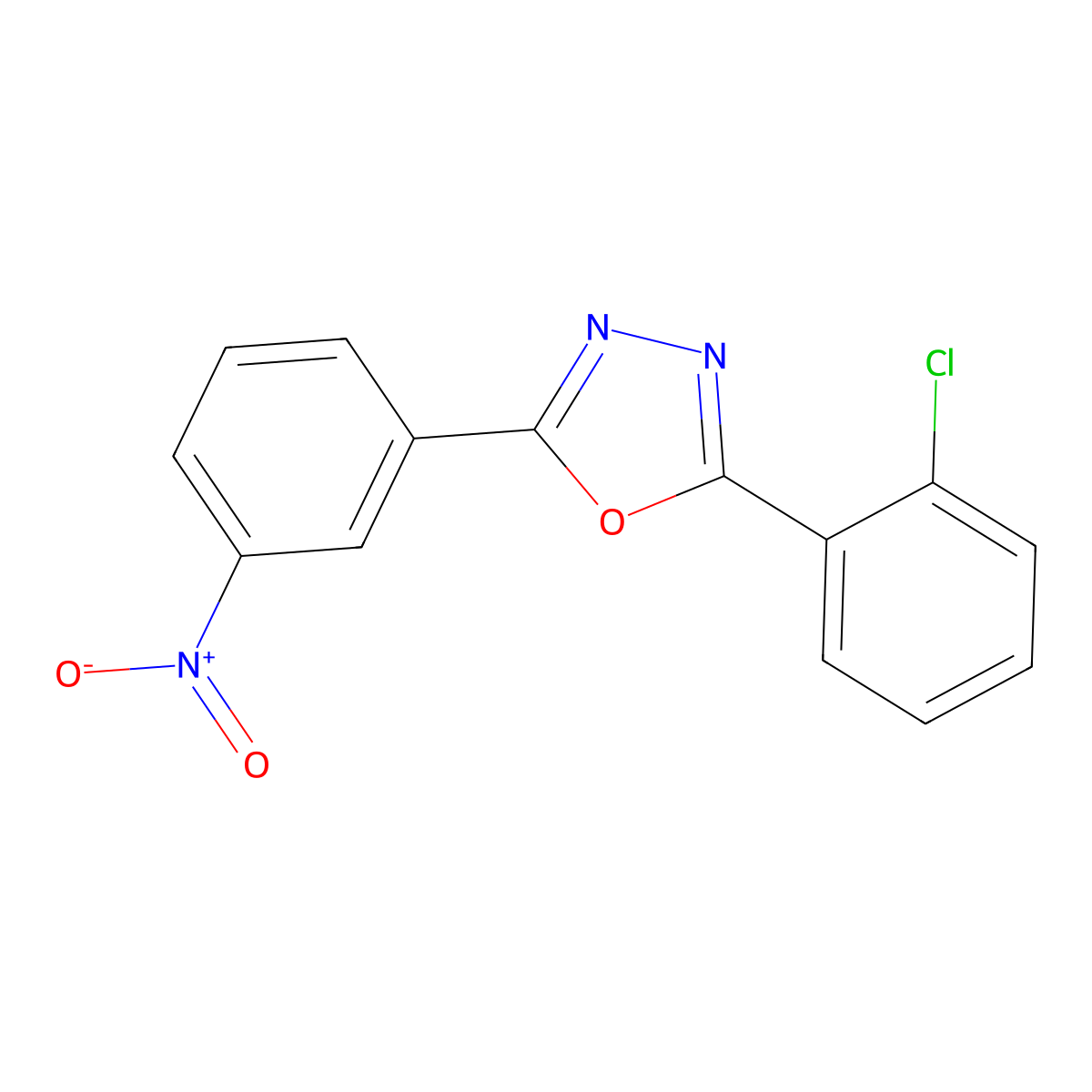 2-(2-Chlorophenyl)-5-(3-nitrophenyl)-1,3,4-oxadiazole molecular structure, CAS 415943-17-8