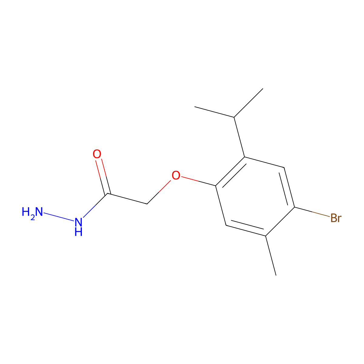 2-(4-Bromo-2-isopropyl-5-methylphenoxy)acetohydrazide molecular structure, CAS 415943-40-7