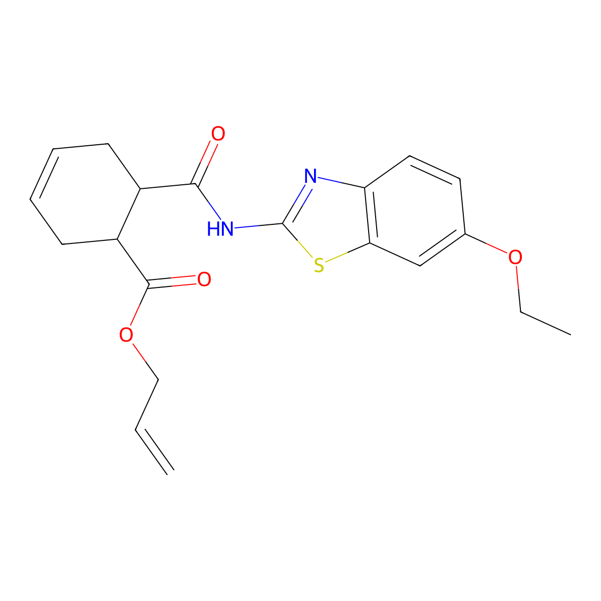 Prop-2-en-1-yl 6-[(6-ethoxy-1,3-benzothiazol-2-yl)carbamoyl]cyclohex-3-ene-1-carboxylate molecular structure, CAS 415943-65-6