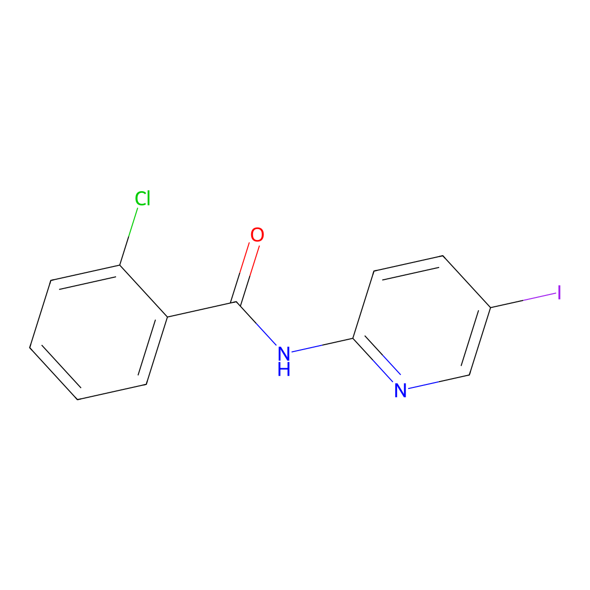 2-chloro-N-(5-iodopyridin-2-yl)benzamide molecular structure, CAS 415943-77-0
