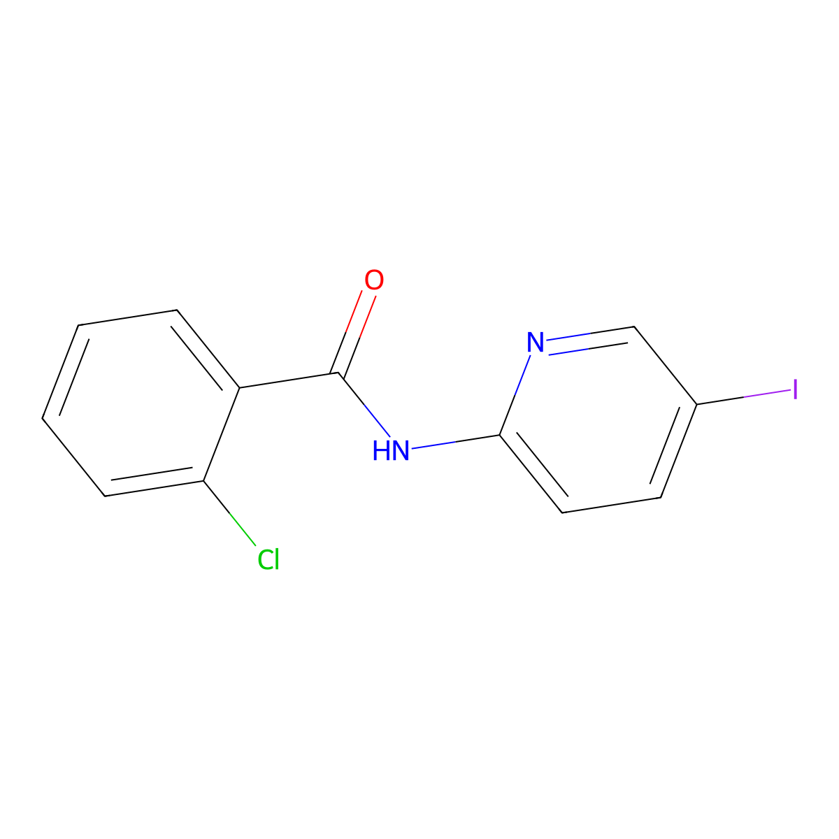 2-chloro-N-(5-iodopyridin-2-yl)benzamide molecular structure, CAS 415943-77-0