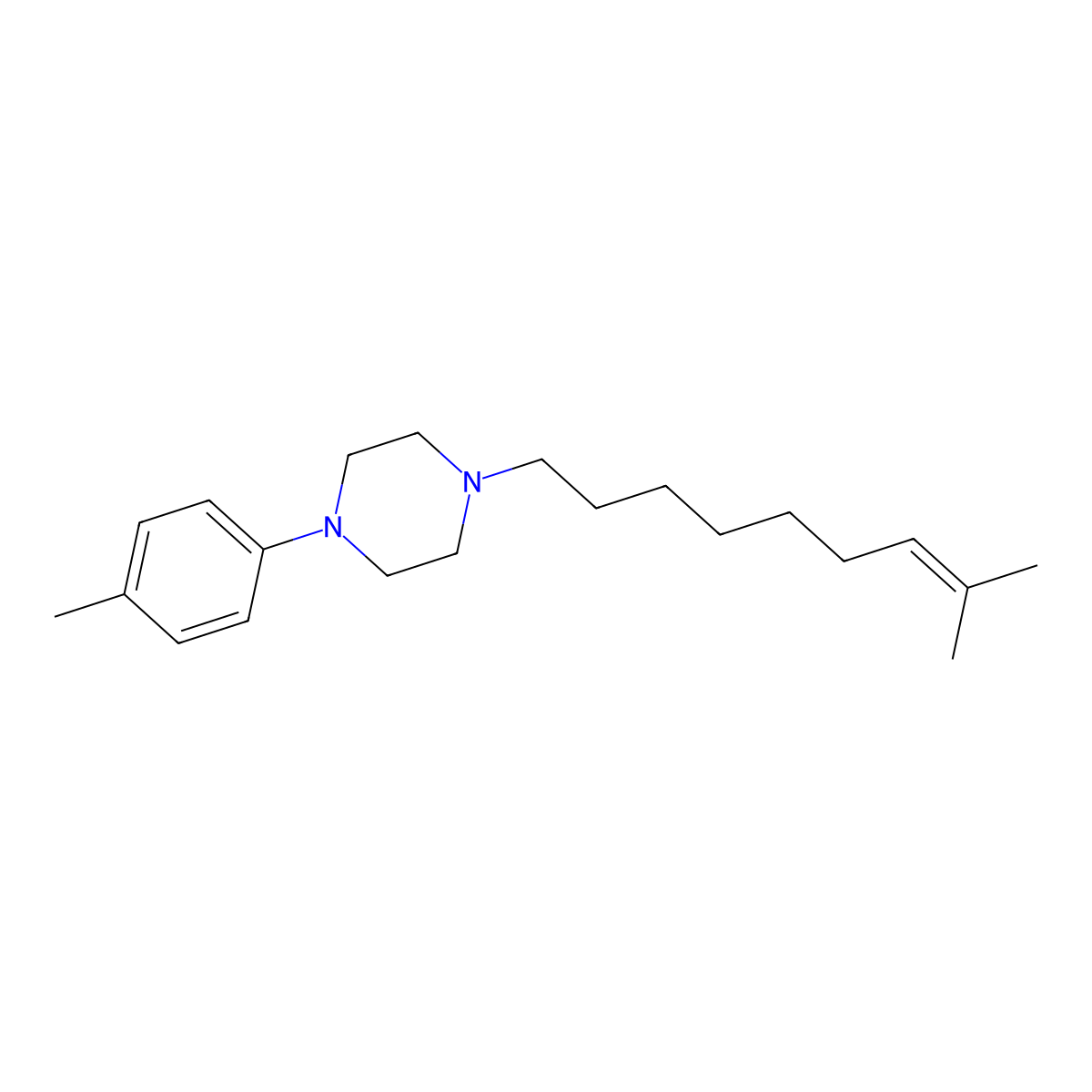 1-(8-Methylnon-7-enyl)-4-(4-methylphenyl)piperazine molecular structure, CAS 415946-12-2