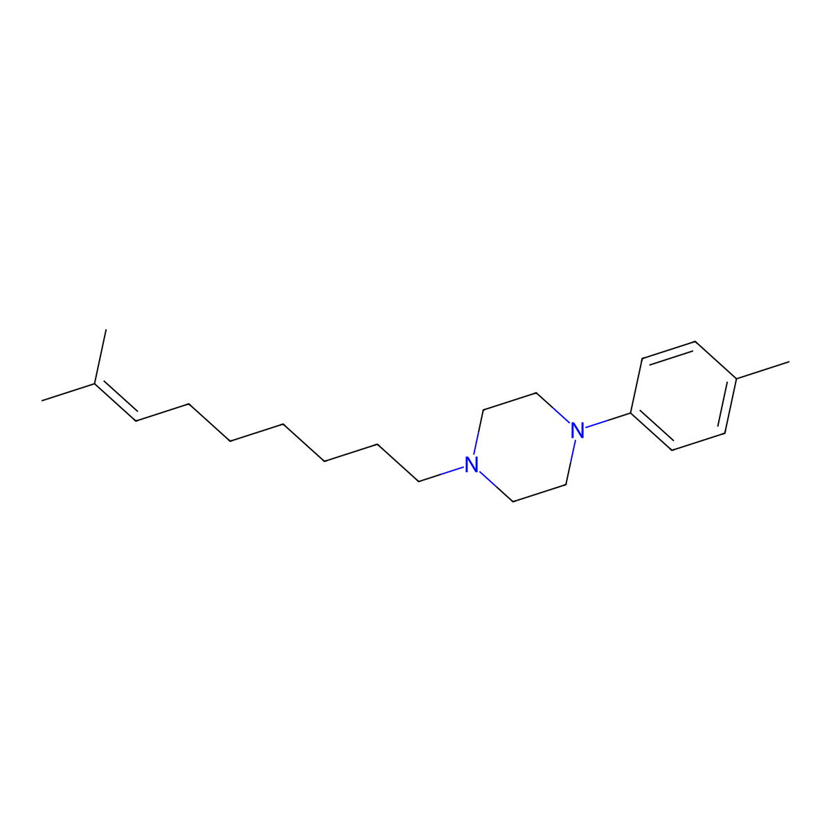 1-(8-Methylnon-7-enyl)-4-(4-methylphenyl)piperazine molecular structure, CAS 415946-12-2