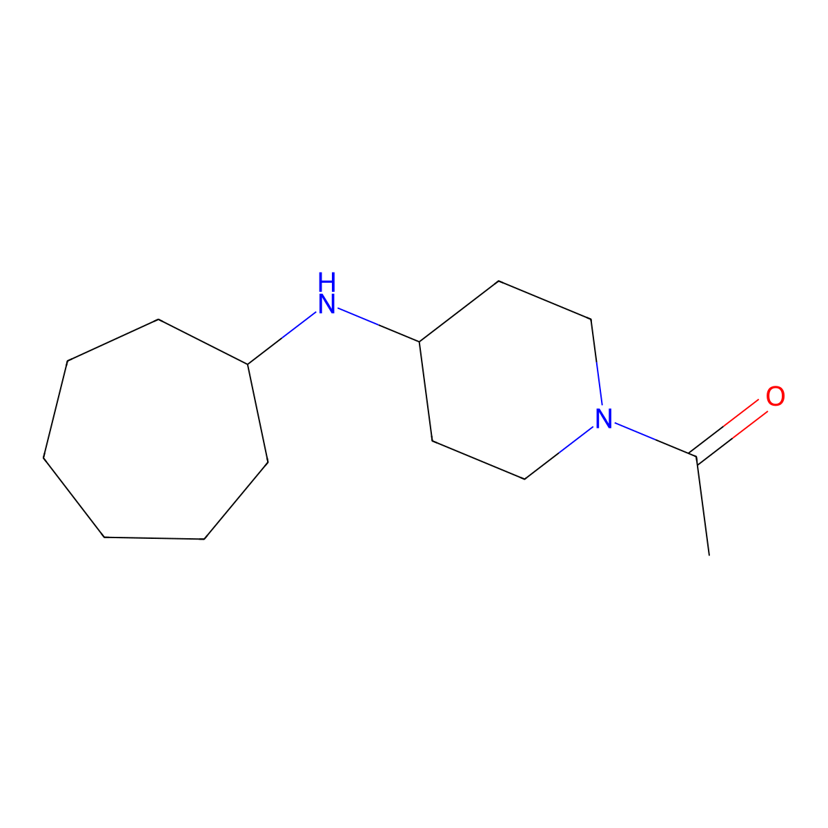1-acetyl-N-cycloheptylpiperidin-4-amine molecular structure, CAS 415947-24-9