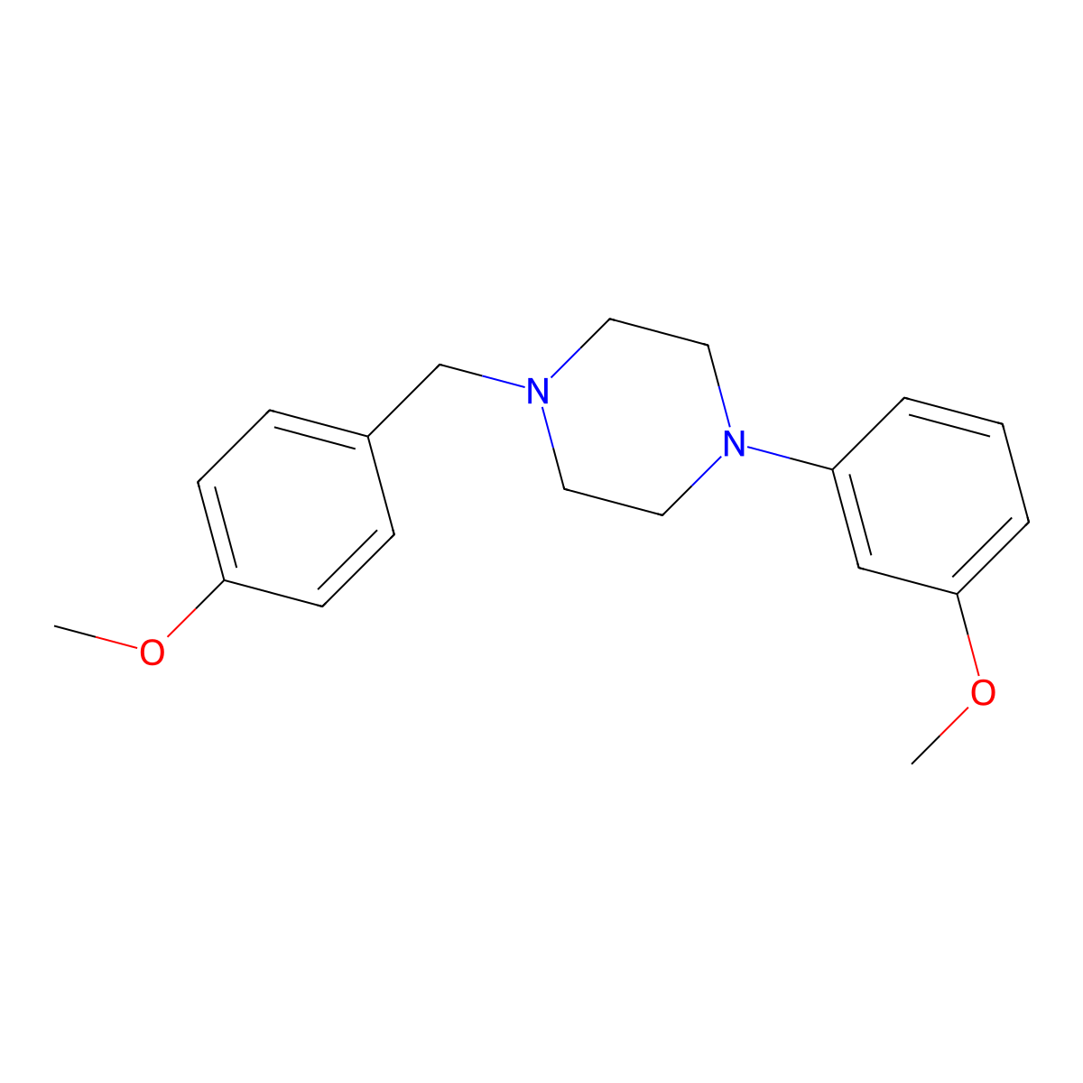 1-(3-Methoxyphenyl)-4-[(4-methoxyphenyl)methyl]piperazine molecular structure, CAS 415948-54-8