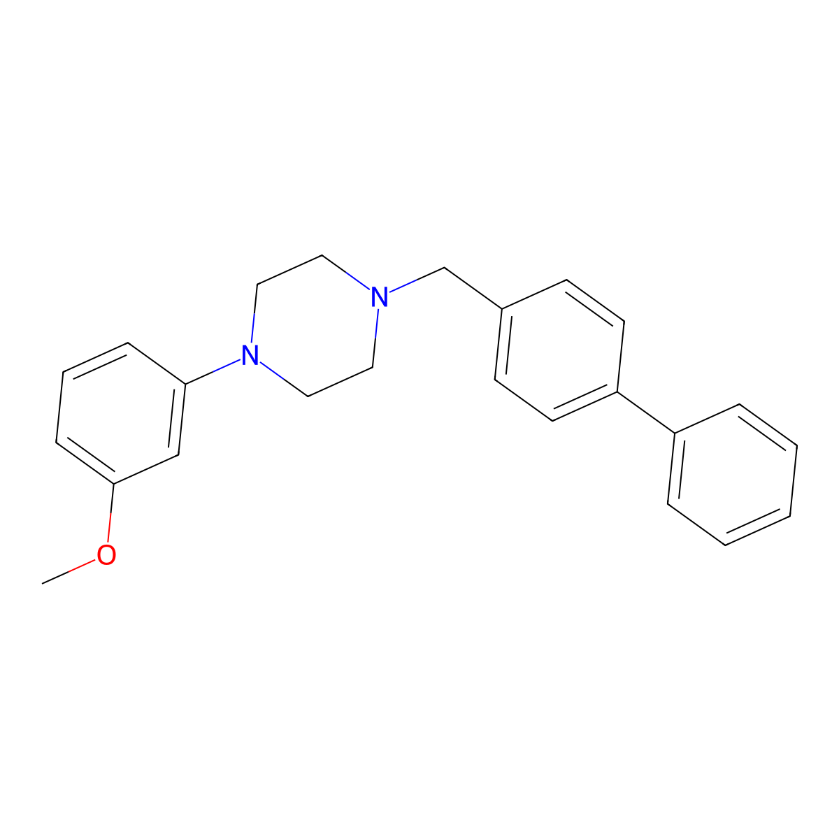 3-Methoxy-1-{4-[(4-phenylphenyl)methyl]piperazinyl}benzene molecular structure, CAS 415951-14-3