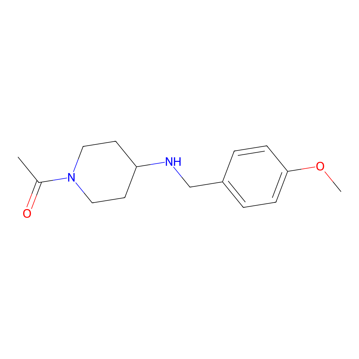 1-acetyl-N-(4-methoxybenzyl)piperidin-4-amine molecular structure, CAS 415951-99-4