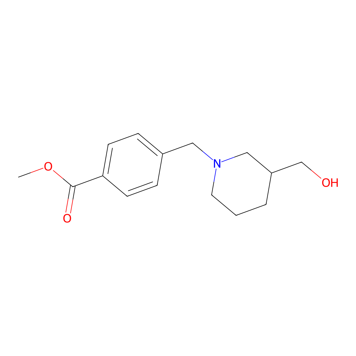 Methyl 4-((3-(hydroxymethyl)piperidin-1-yl)methyl)benzoate molecular structure, CAS 415952-27-1