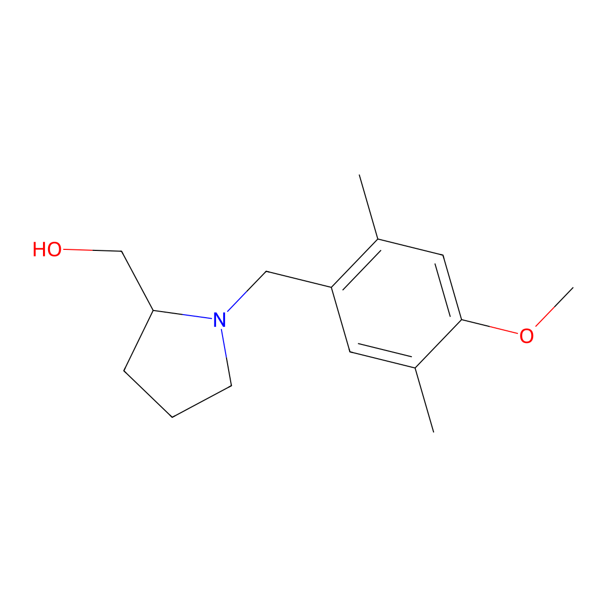 [1-[(4-Methoxy-2,5-dimethylphenyl)methyl]pyrrolidin-2-yl]methanol molecular structure, CAS 415952-28-2