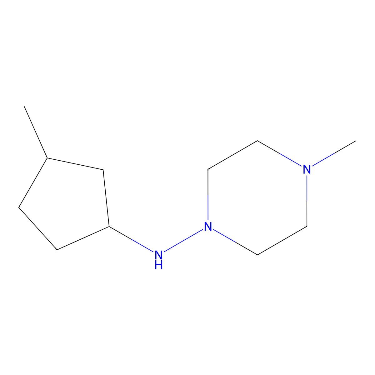 4-methyl-N-(3-methylcyclopentyl)piperazin-1-amine molecular structure, CAS 415952-45-3