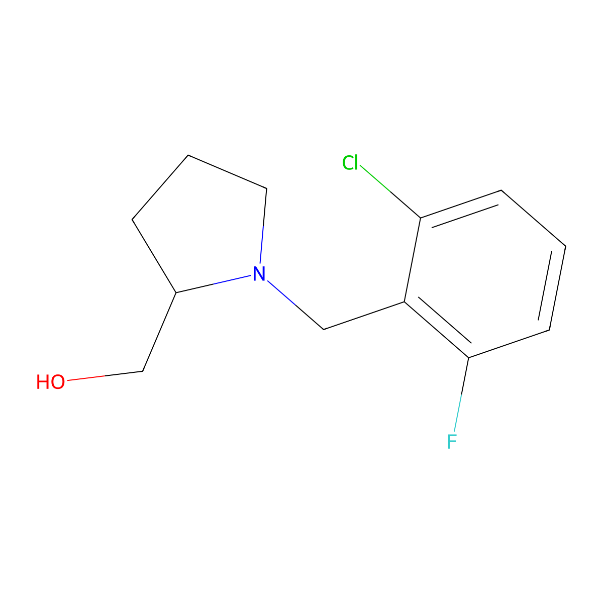 {1-[(2-Chloro-6-fluorophenyl)methyl]pyrrolidin-2-yl}methanol molecular structure, CAS 415953-20-7