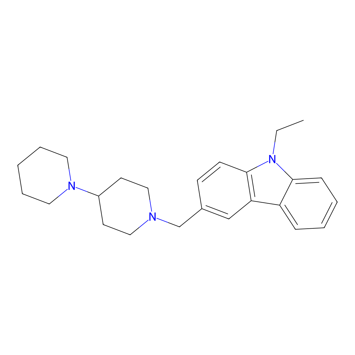 9-Ethyl-3-[(4-piperidin-1-ylpiperidin-1-yl)methyl]carbazole molecular structure, CAS 415953-21-8