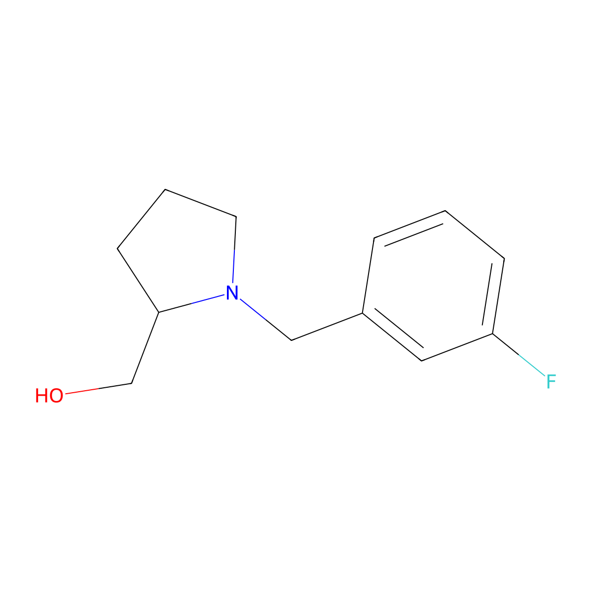 (1-(3-Fluorobenzyl)pyrrolidin-2-yl)methanol molecular structure, CAS 415954-30-2