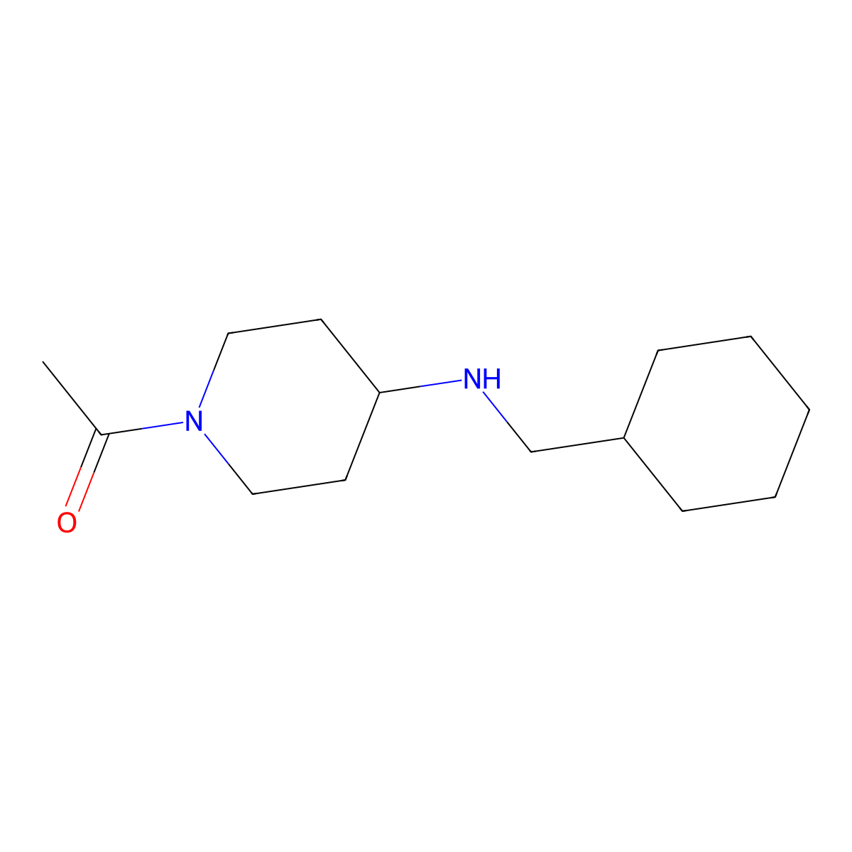 1-{4-[(Cyclohexylmethyl)amino]piperidin-1-yl}ethan-1-one molecular structure, CAS 415954-58-4