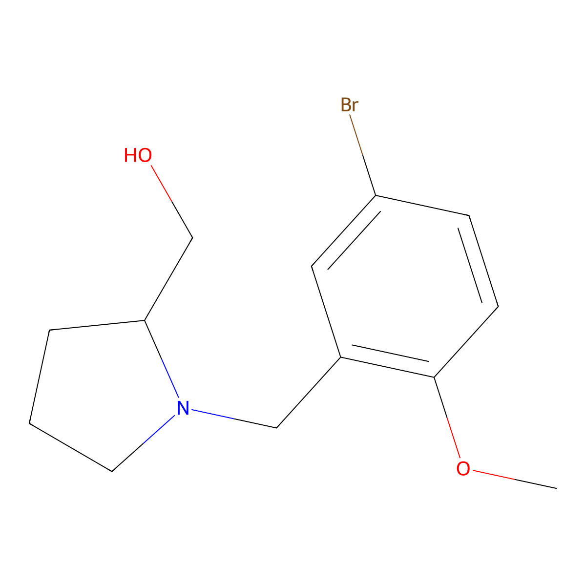 (1-(5-Bromo-2-methoxybenzyl)pyrrolidin-2-yl)methanol molecular structure, CAS 415954-92-6