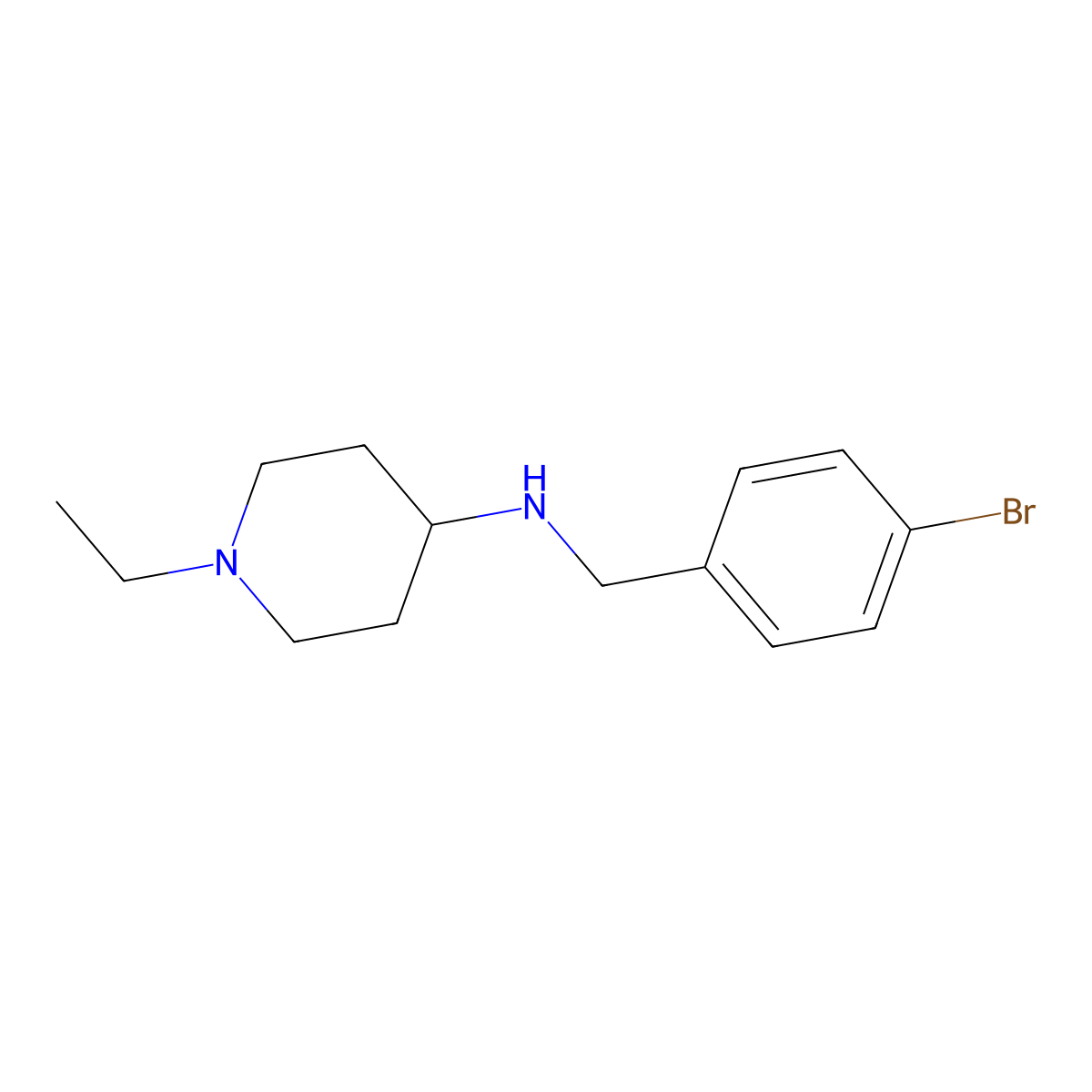 N-[(4-bromophenyl)methyl]-1-ethylpiperidin-4-amine molecular structure, CAS 415954-96-0