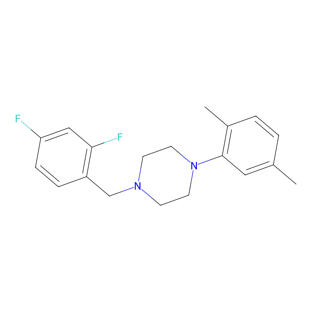 1-(2,4-Difluorobenzyl)-4-(2,5-dimethylphenyl)piperazine molecular structure, CAS 415955-11-2
