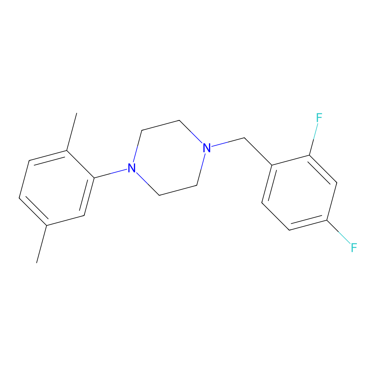 1-(2,4-Difluorobenzyl)-4-(2,5-dimethylphenyl)piperazine molecular structure, CAS 415955-11-2