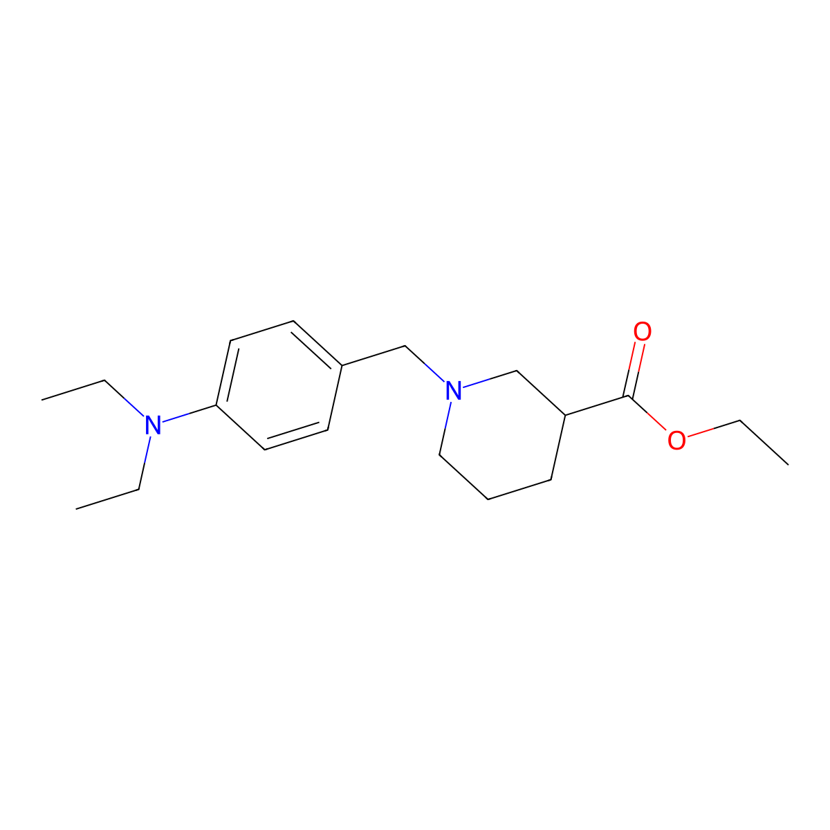 Ethyl 1-[4-(diethylamino)benzyl]-3-piperidinecarboxylate molecular structure, CAS 415956-52-4