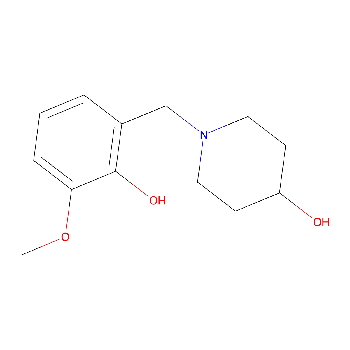 1-[(2-Hydroxy-3-methoxyphenyl)methyl]piperidin-4-ol molecular structure, CAS 415956-72-8