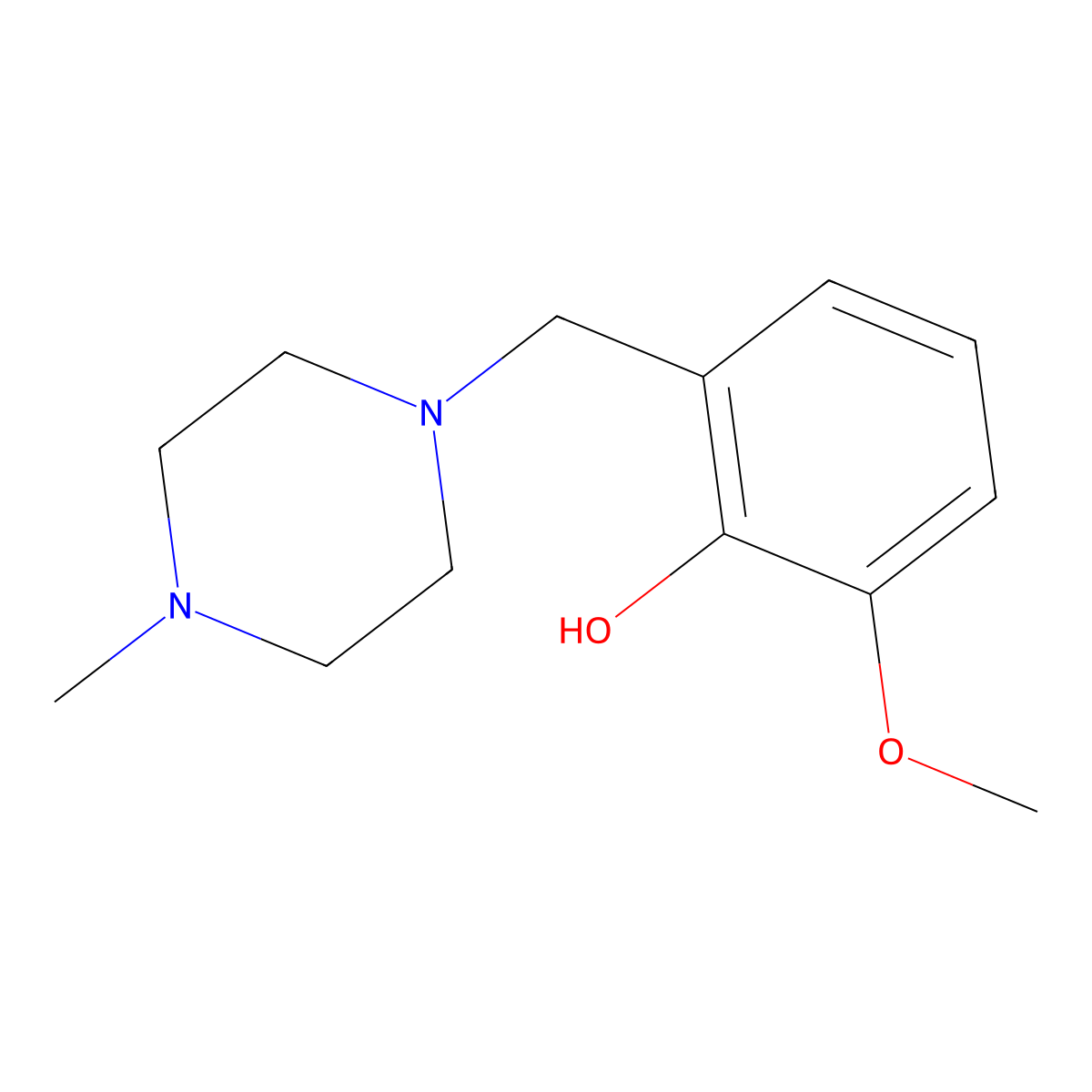 2-Methoxy-6-[(4-methylpiperazin-1-yl)methyl]phenol molecular structure, CAS 415957-02-7
