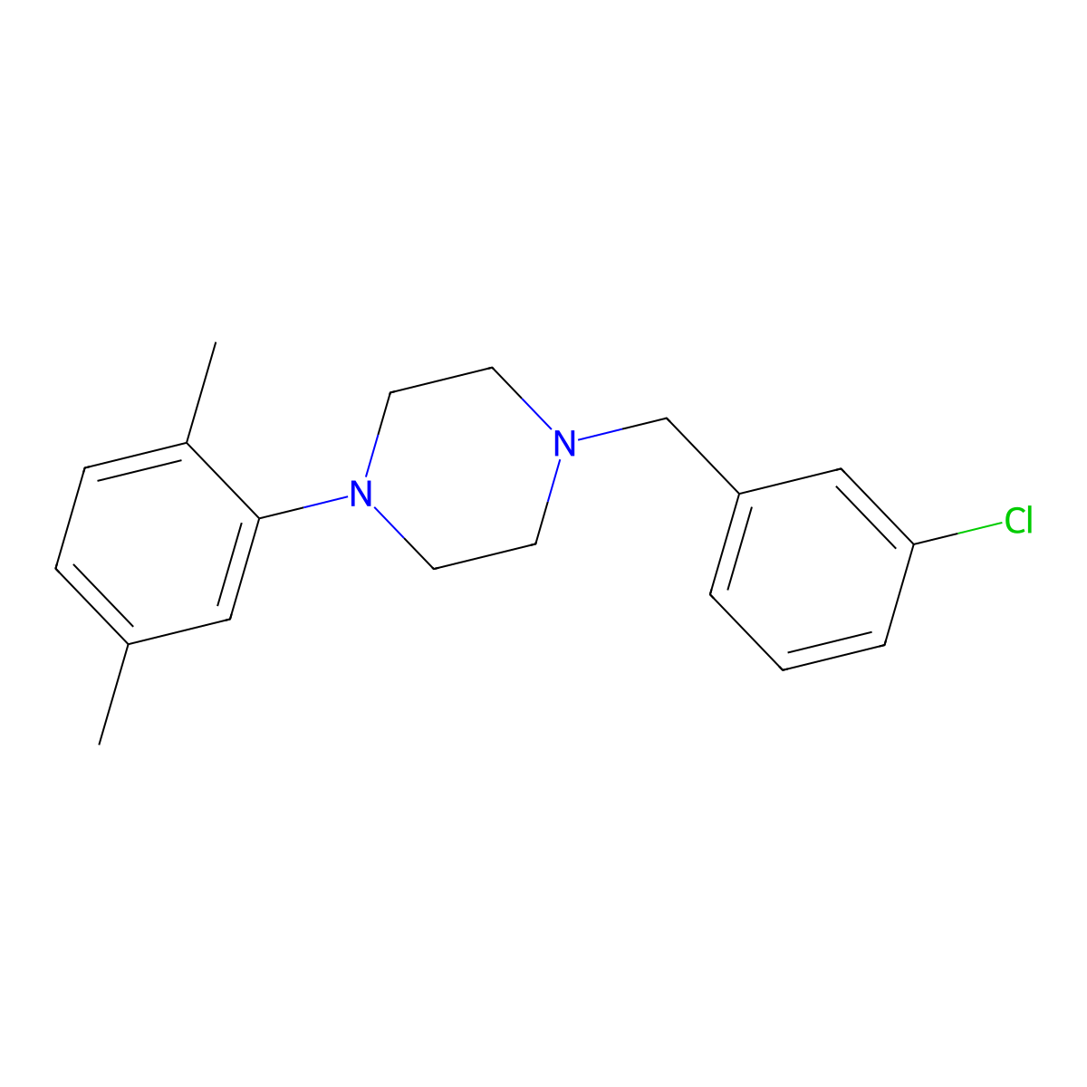 1-[(3-Chlorophenyl)methyl]-4-(2,5-dimethylphenyl)piperazine molecular structure, CAS 415957-13-0