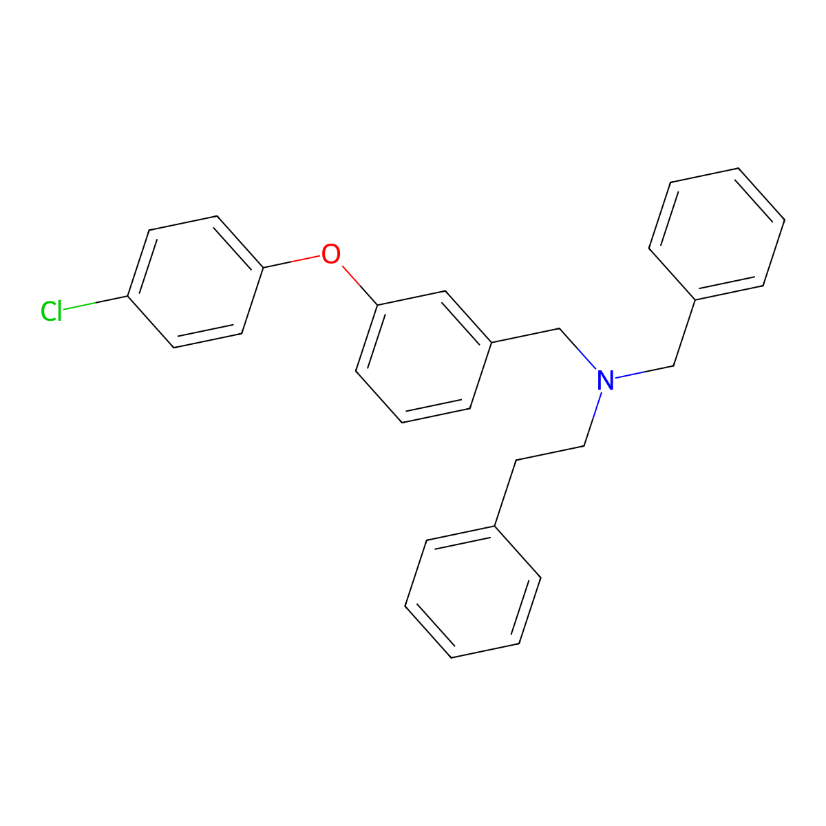 N-benzyl-N-[[3-(4-chlorophenoxy)phenyl]methyl]-2-phenylethanamine molecular structure, CAS 415957-50-5
