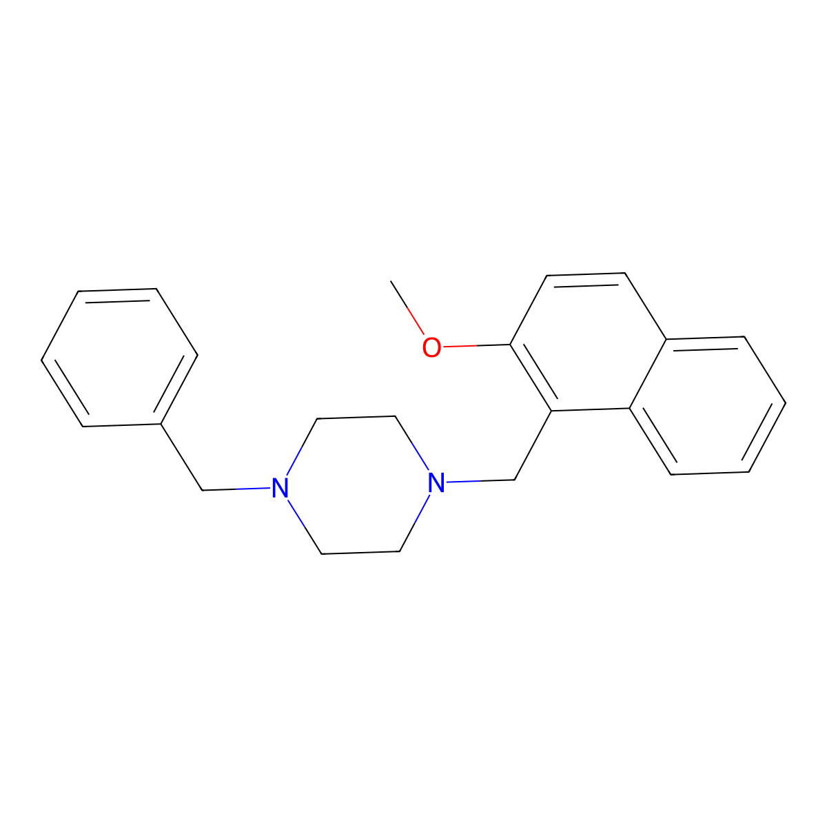 1-Benzyl-4-[(2-methoxynaphthalen-1-yl)methyl]piperazine molecular structure, CAS 415958-51-9