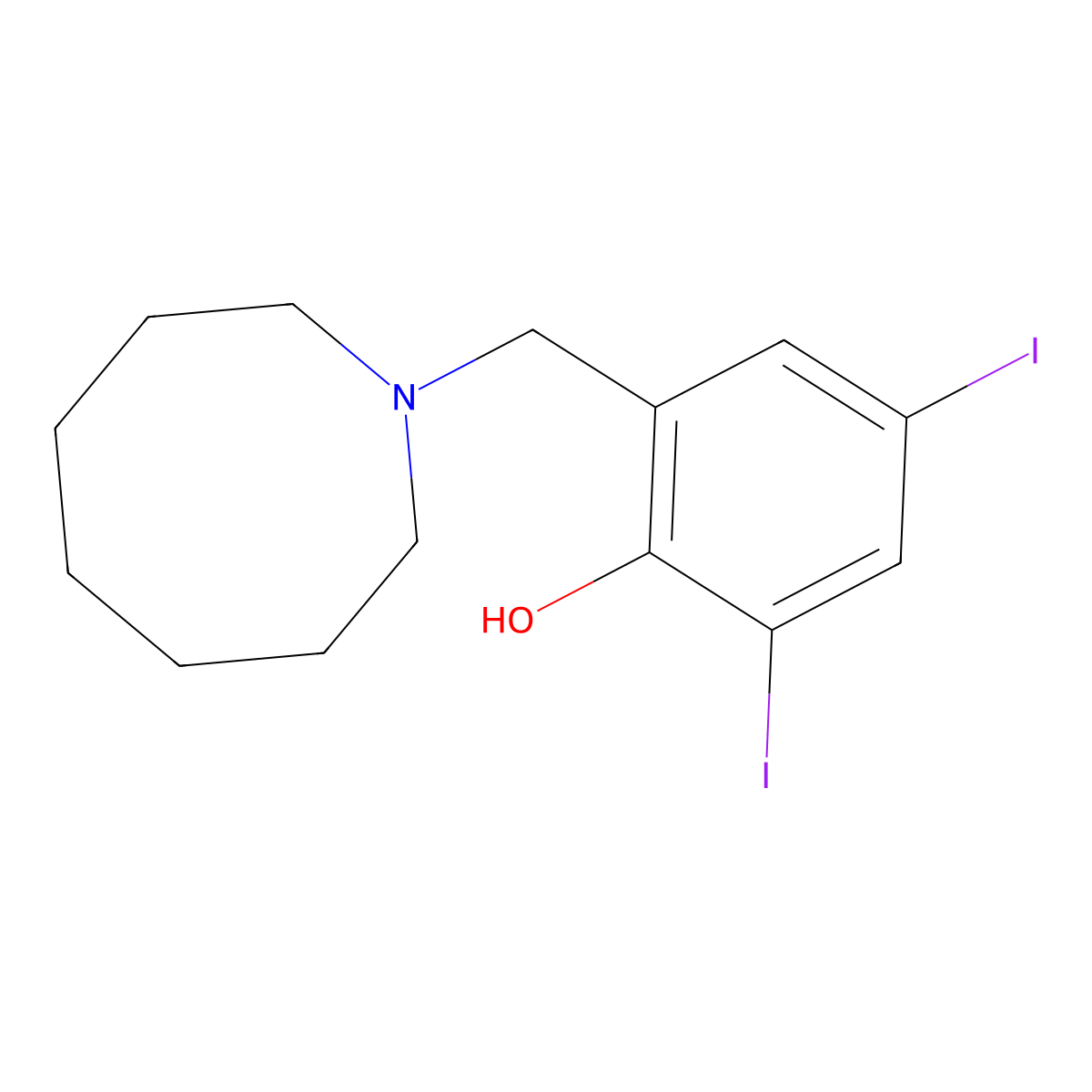 2-(Azocan-1-ylmethyl)-4,6-diiodophenol molecular structure, CAS 415958-73-5