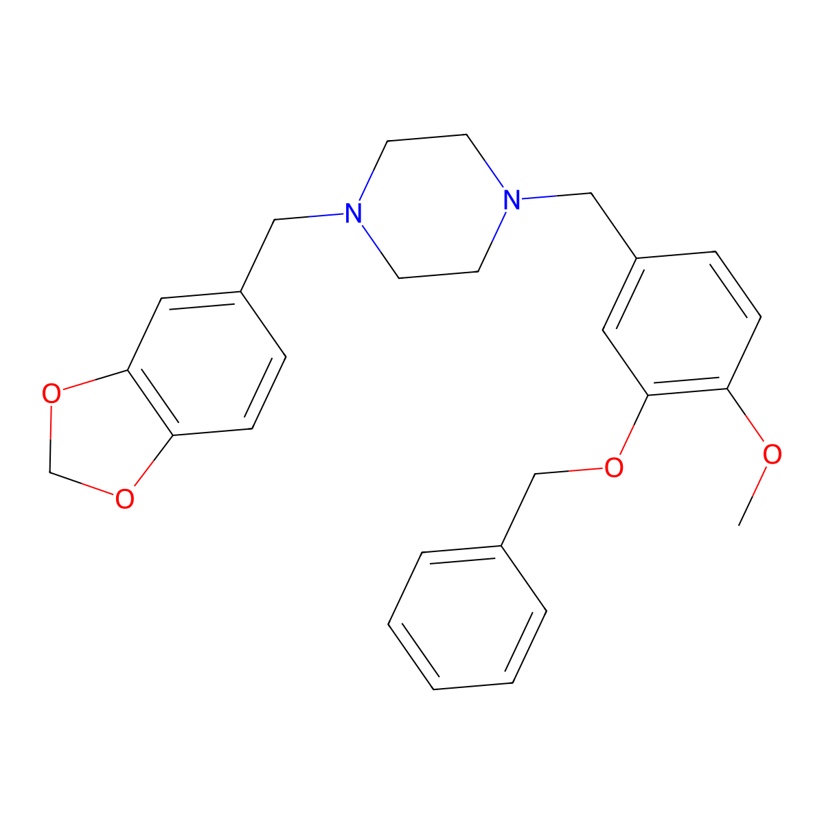 1-(1,3-Benzodioxol-5-ylmethyl)-4-[3-(benzyloxy)-4-methoxybenzyl]piperazine molecular structure, CAS 415958-83-7
