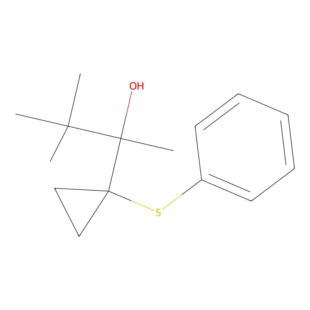 3,3-Dimethyl-2-(1-(phenylthio)cyclopropyl)butan-2-OL molecular structure, CAS 41596-90-1