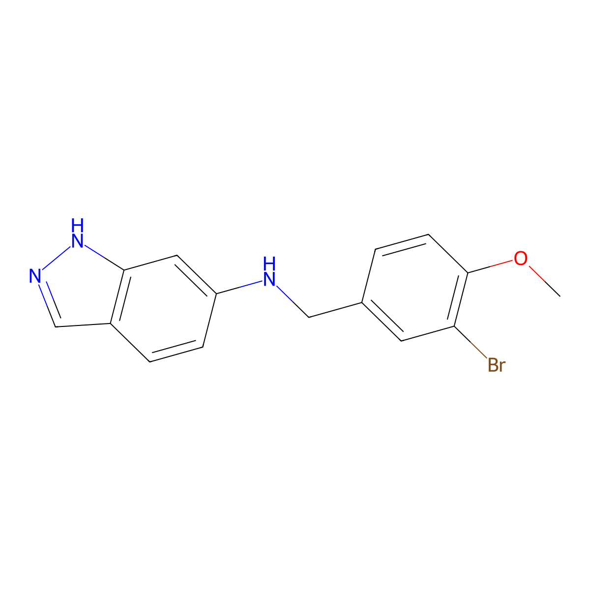 N-[(3-bromo-4-methoxyphenyl)methyl]-1H-indazol-6-amine molecular structure, CAS 415960-13-3