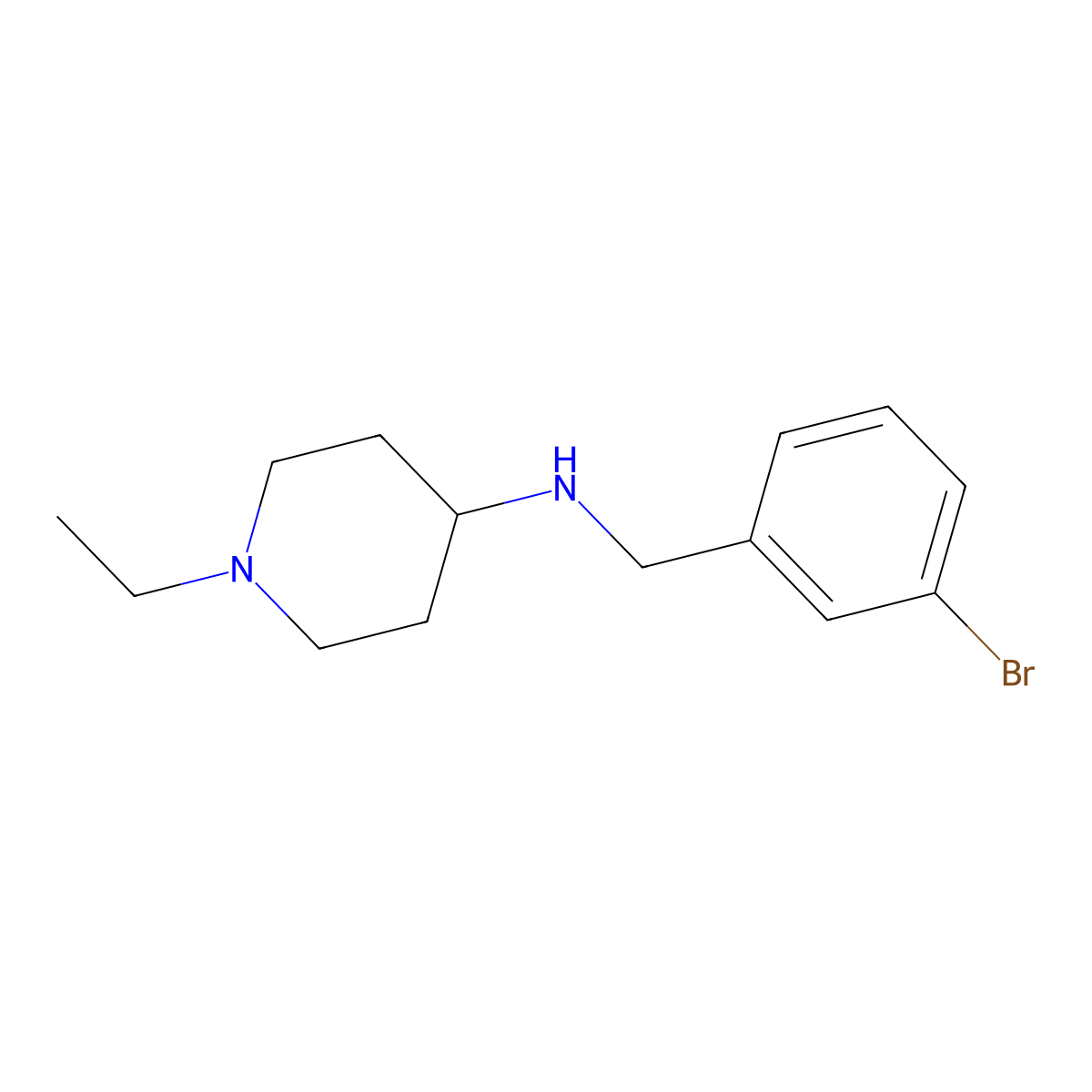 N-[(3-bromophenyl)methyl]-1-ethylpiperidin-4-amine molecular structure, CAS 415960-24-6