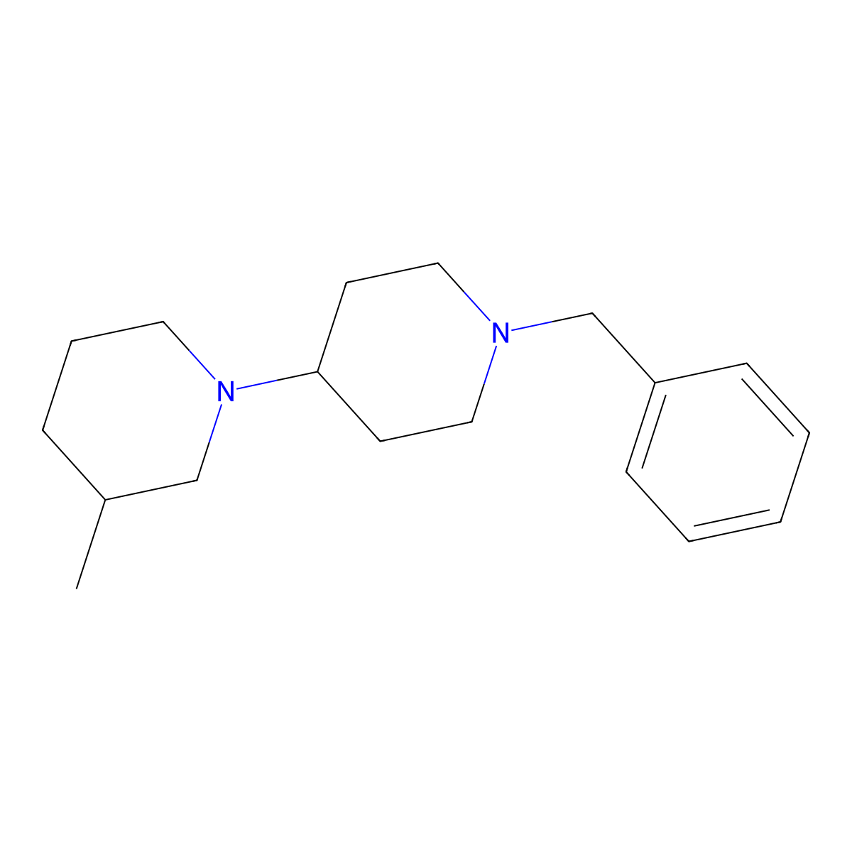 1-Benzyl-4-(3-methylpiperidin-1-yl)piperidine molecular structure, CAS 415960-40-6