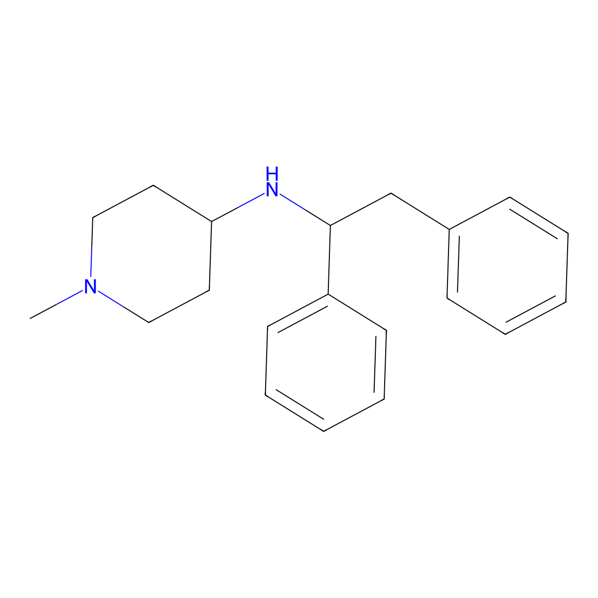 N-(1,2-diphenylethyl)-1-methylpiperidin-4-amine molecular structure, CAS 415960-43-9