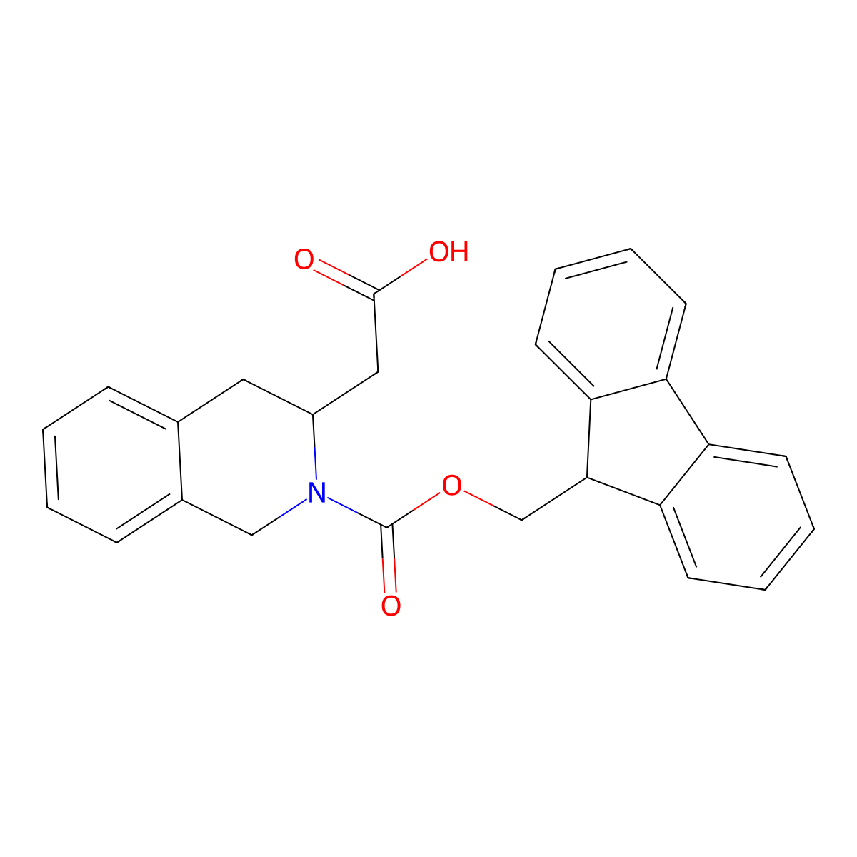 2-(2-(((9H-Fluoren-9-yl)methoxy)carbonyl)-1,2,3,4-tetrahydroisoquinolin-3-yl)acetic acid molecular structure, CAS 415963-69-8