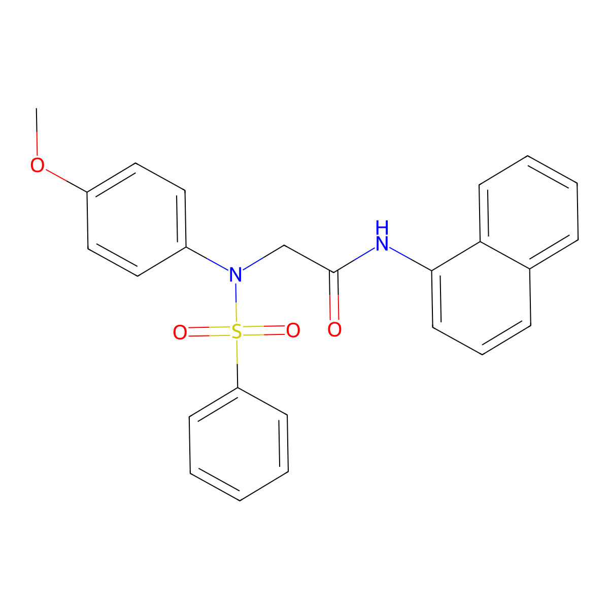 2-[N-(benzenesulfonyl)-4-methoxyanilino]-N-naphthalen-1-ylacetamide molecular structure, CAS 415963-92-7